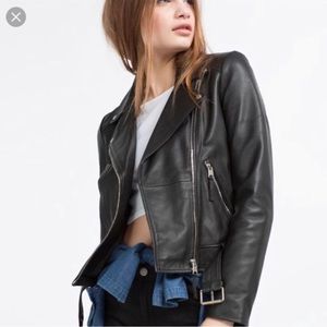 Zara Black Faux Leather Moto Jacket